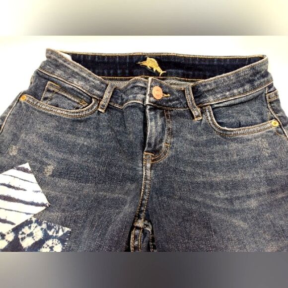 Tommy Bahama Boho Patchwork Vintage Boyfriend Slim Denim Jeans Pants Sz 26 - Picture 7 of 16
